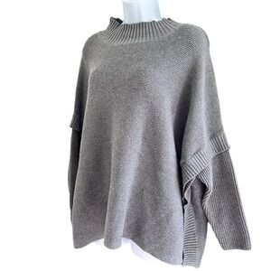 Women’s MarlaWynne Oversized Gray Cowl Neck Sweater with Turtleneck Style
